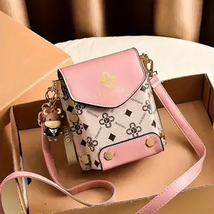 Maxoner Women's Korean Chic Graphic Print Mini Crossbody Phone Bag - Adjustable Shoulder Strap, Large Capacity, Magnetic Closure, for Phones/Keys, Casual Wear, Easy to Receive, Women's Luggage & Bags Accessory