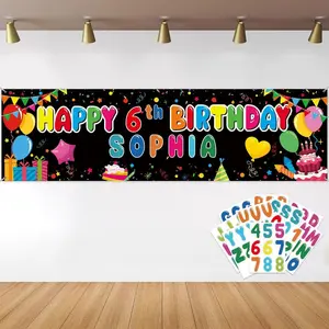 Personalized Birthday Banner For Party, Name And Ages DIY Banner Includes Alphabet And Numbers Stickers For Custom Party Banner Indoor Outdoor Party Supply