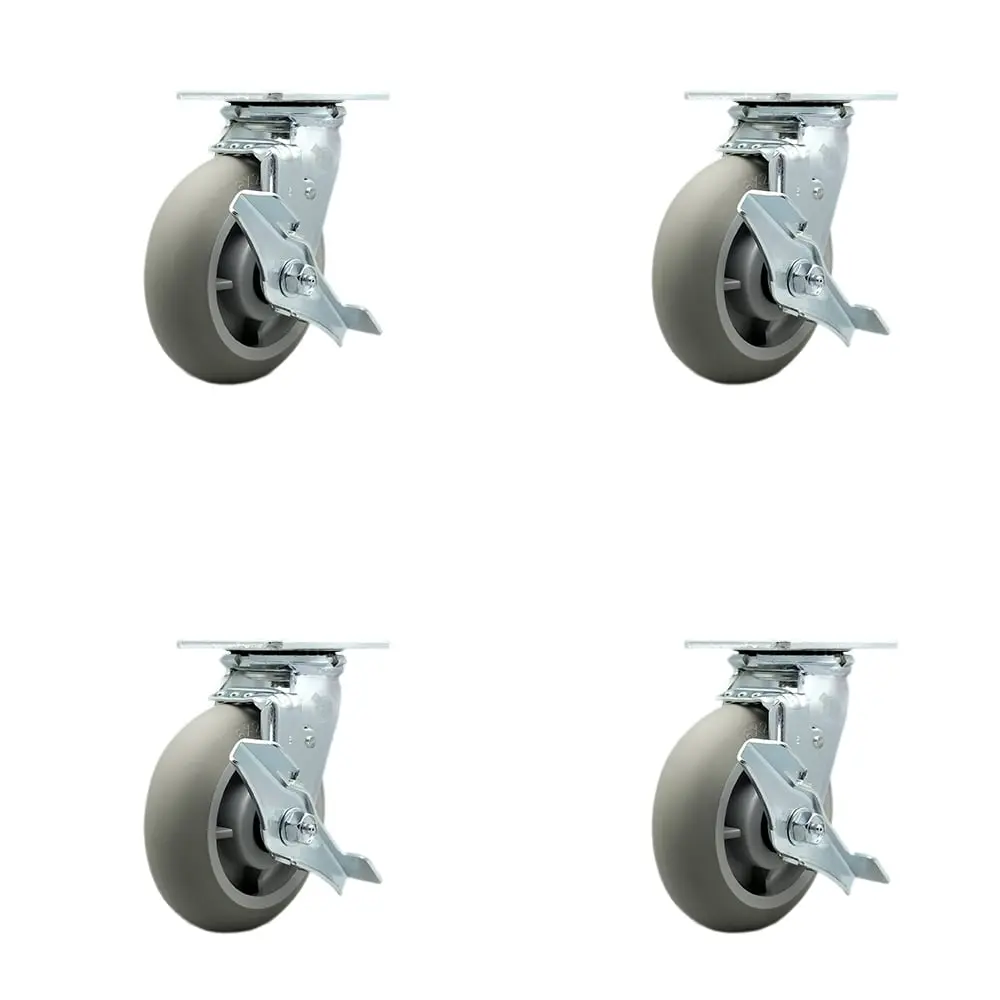 Service Caster TOOL-SCC-30CS620-TPRBD-TLB-4 Tool Box Caster Wheel Set - 6 in. Non-Marking, Zero Maintenance Thermoplastic Rubber Donut Tread Wheels