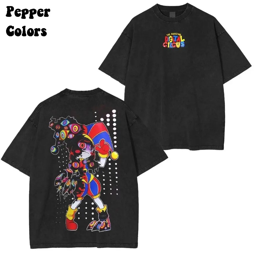 The Amazing Digital Circus Jester Graphic T-Shirt, Colorful Glitch Cartoon Character Design, Dark Fantasy Streetwear, The amazing digital circus, Unisex Menswear Womenswear Top (2)