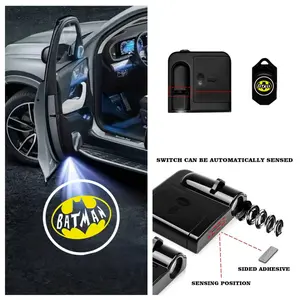 2PCS Batman Logo Car Welcome Light, No-Drill Install Door Projector Ambient Light Sticker, Universal Fit for Most Vehicle Models