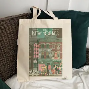 New York Tote Bag, Vintage The New Yorker Magazine Print Bag, New York School Bag, School Bag, New York Art, Art Tote Bag