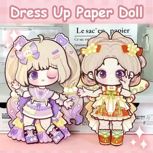 Reusable Dress Up Paper Doll Kit DIY Quiet Book Activity Set Kawaii Anime Paper Doll with Outfits Educational Toy for Girls
