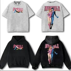 MARK GRAYSON X ATOM EVE INVINCIBLE Limited Design Oversized Graphic Tee Double Sided Print Washed T-Shirt Hoodie Sweatshirt & Tank Top, Crewneck, Casual, Heavyweight Cotton, Comics Merch, Top Streetwear Menswear Animated TV Series