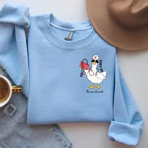 (NOTE YOUR NAME) Funny Custom Nurse Sweatshirt, Personalized Healthcare Gift Cuff Em Goose Design Crewneck, Cute Personalized Healthcare Gift Healthcare Worker Gift, Nursing Humor Sweatshirt, Nurse Christmas Gift