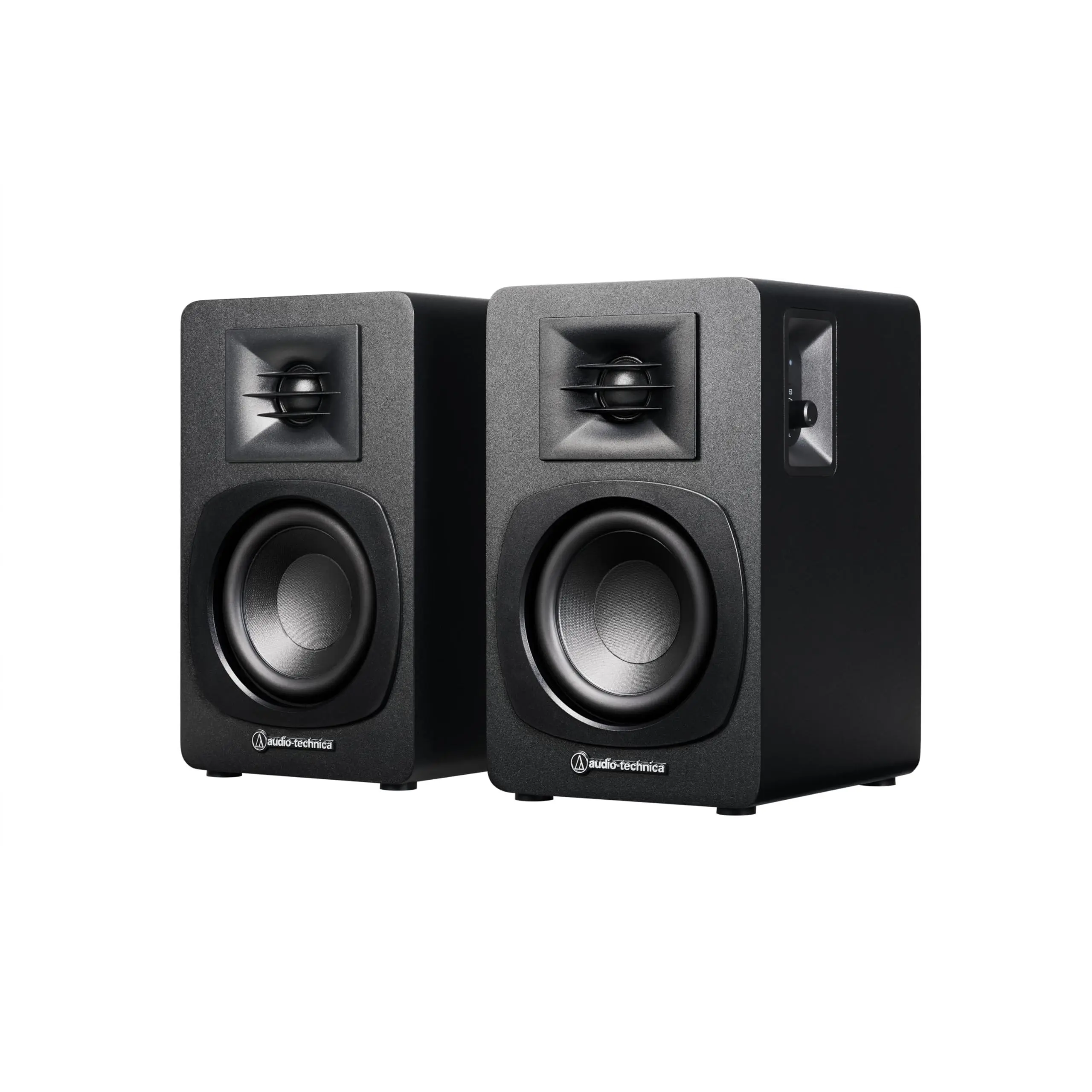 Audio-Technica AT-SP3X Compact Bookshelf Speakers - Plug-In Design with Bluetooth Wireless Connection, Volume Control Dial, Ac Adapter with International Plug Adapters & Multi-Device Compatibility
