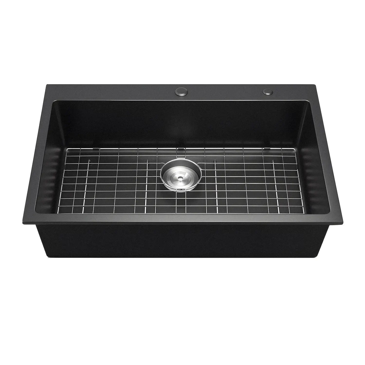 【DealsForYouDays】VEVOR 33x22x9 in Rectangle Resin Granite Top Mount Built-In Single Bowl Kitchen Sink Workstation, Drop-In Farmhouse Basin with Grid, Multiple Accessories, Reduces Spills, Fits Large Pots, Durable Easy-Cleaning for RV Prep Kitchen (Black)