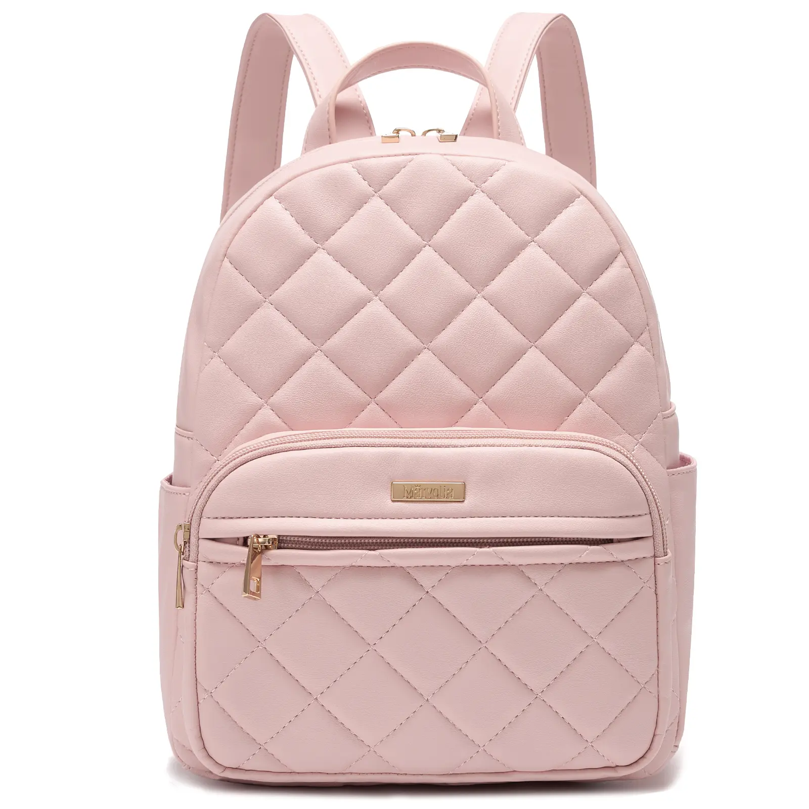 Mauve Pink Mini Backpack Purse Vegan Leather Gold Hardware Modern Minimalist Bag Cute Pink Mini Backpack for Women, Vegan Leather Convertible  main image 2