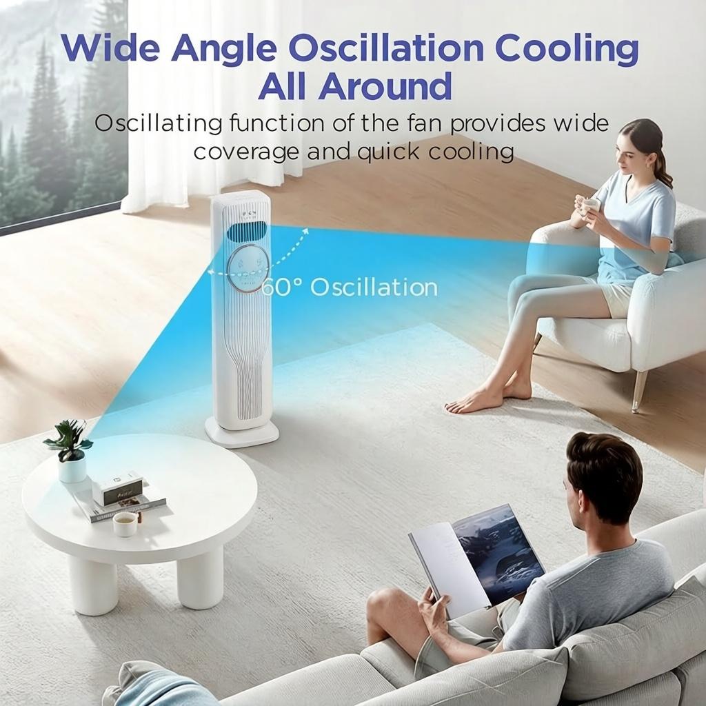 2-in-1 Bladeless Tower Fan & Space Heater – 3 Speeds, 2 Heat Settings, Remote Control, Ice/Water Cooling, Energy Efficient, Quiet Operation – All-Season Home Comfort Essential 2-in-1 Bladeless Tower Fan & Space Heater – 3 Speeds, 2 Heat Settings, Remote Control, Ice/Water Cooling, Energy Efficient, Quiet Operation – All-Season Home Comfort Essential