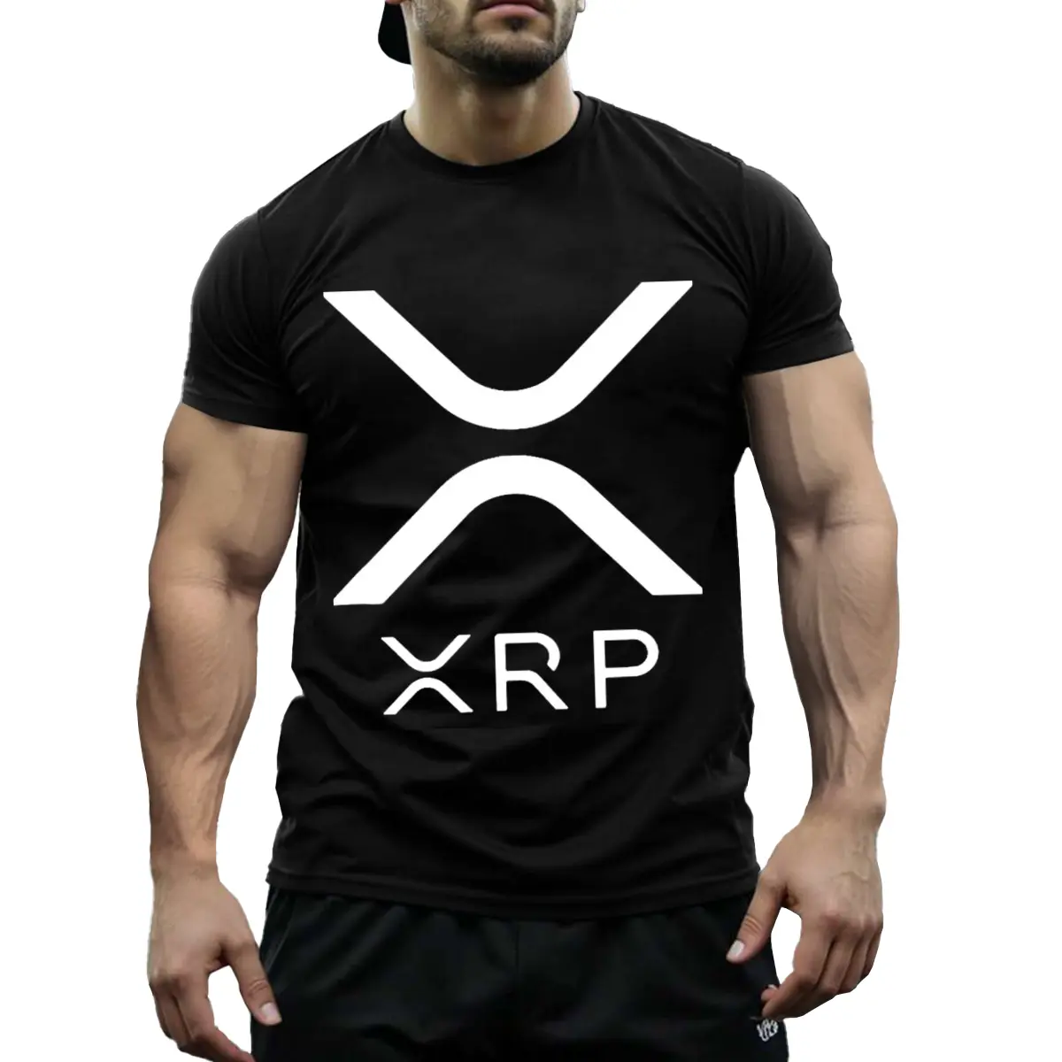 Women's Crypto Cotton Graphic T-Shirt - Short-Sleeve, Breathable, Casual, Fashionable Gym Streetwear - Black Unisex Trending Bitcoin Hype Outfit for Summer, Shortsleeve, Round Neck, Soft, Top, Menswear