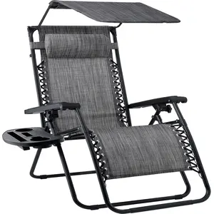 Best Choice Products 30” Extra Wide Folding Zero Gravity Patio Lounge Chair w/Adjustable Canopy Shade