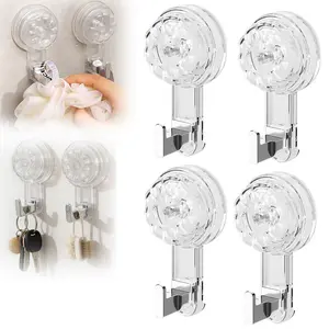 4pcs Bathroom suction hooks, detachable and non-drilled (for mirrors, windows, tiles, bathrobes, bathrooms), can firmly attach to smooth surfaces such as tiles, glass, marble, etc., with a load-bearing capacity of over 5kg.