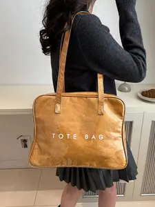 Letter Pattern Tote Bag, Large Capacity Shoulder Bag for Women, Fashionable Waterproof Shopping Bag, Cosmetic Storage Bag, Gift Bag