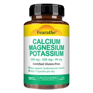 Fearathe Calcium+Magnesium Health Supplement , ​​Supports Cardiovascular Health and Bone Health, 120 Capsules