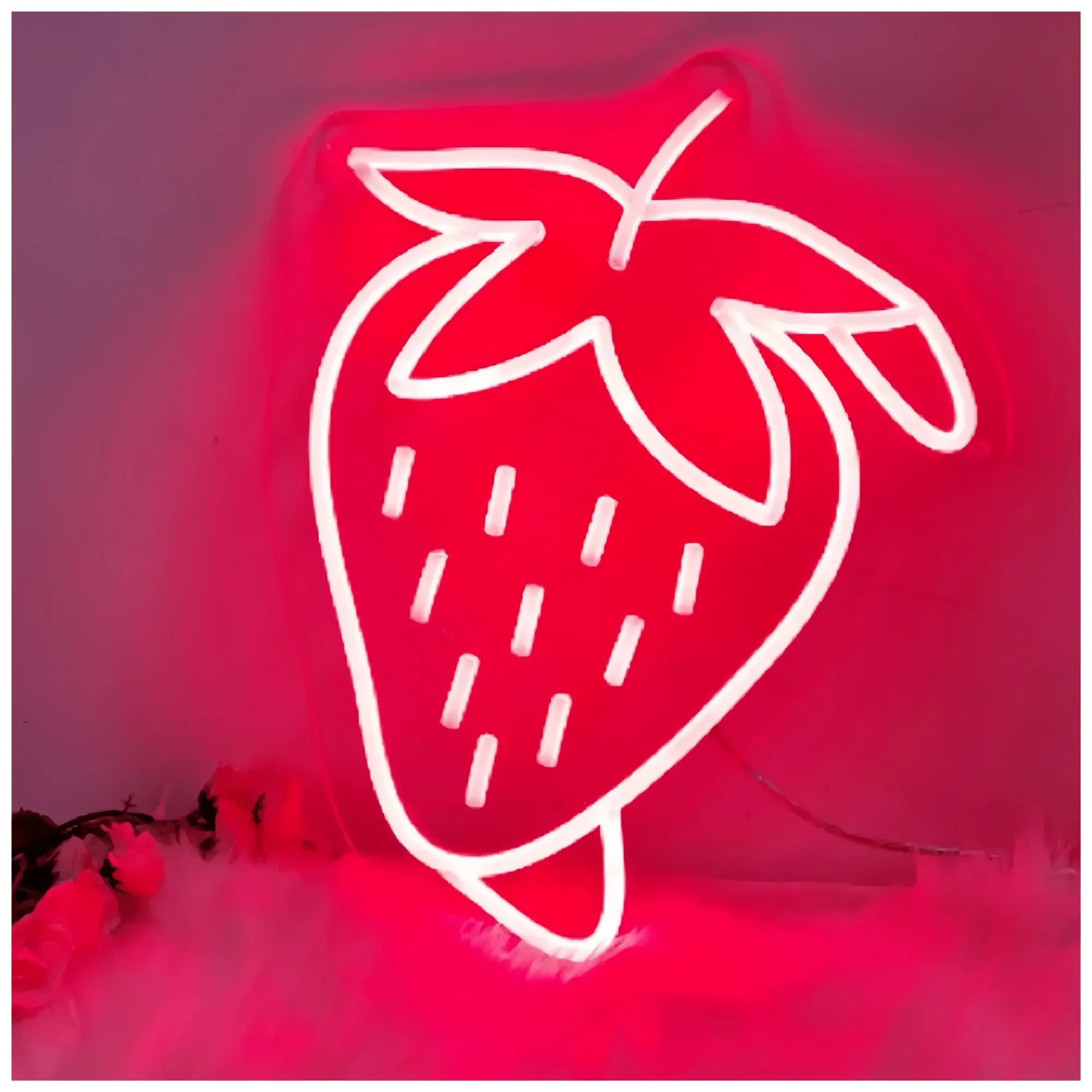 Sign Illuminated Strawberry Neon Sign Light Red Wall Decoration USB For Home Living Room Supermarket Shop Kids' Room Bedroom 20cm×22.6cm Sign Illuminated