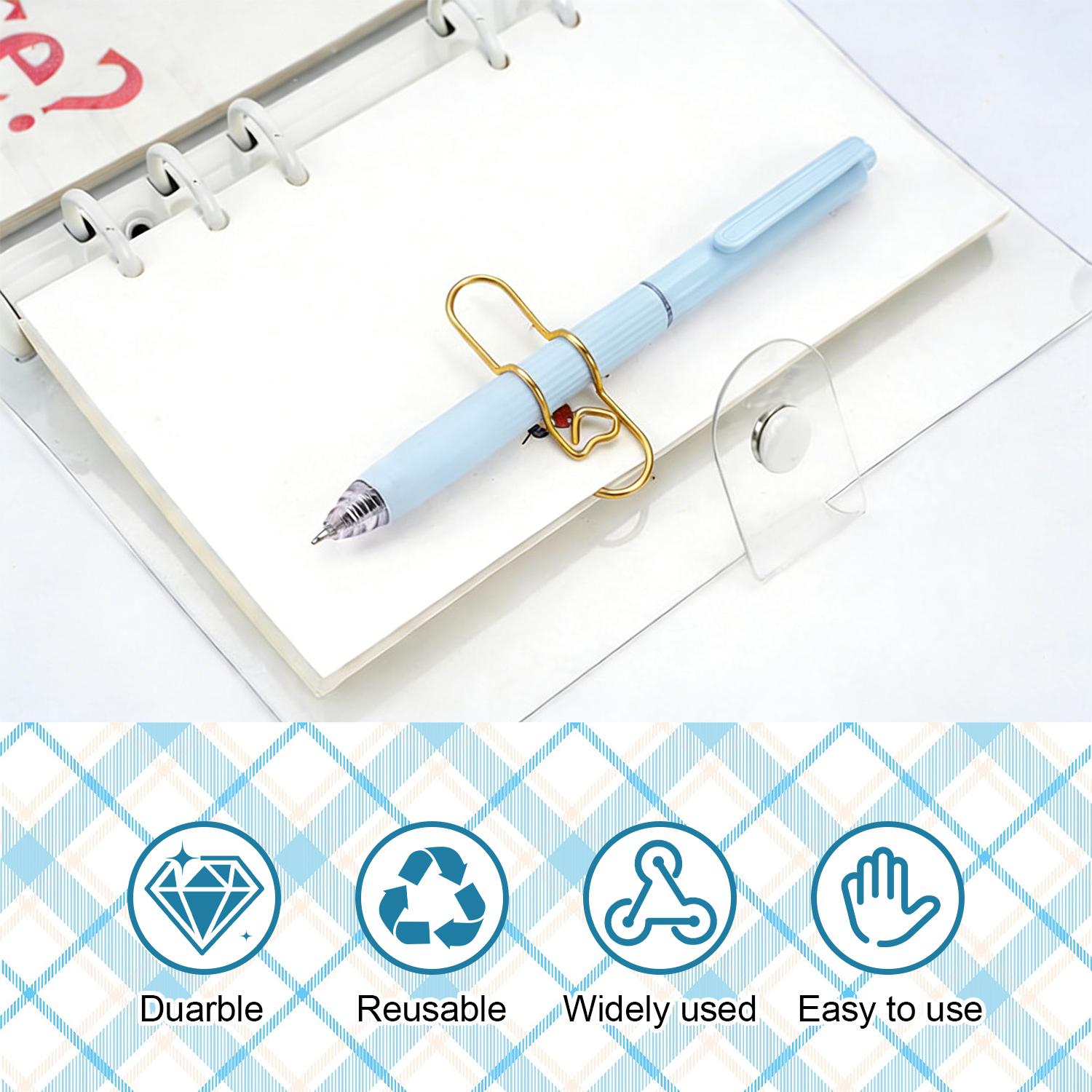 10PCS Metal Heart Pen Clip Metal Pencil Clips Multifunctional Carbon Steel Paperclip Portable Large Size Holder for Notebook Book Journal Office School Accessories,Cute Notebook Pen Loop Holde,Rose Gold