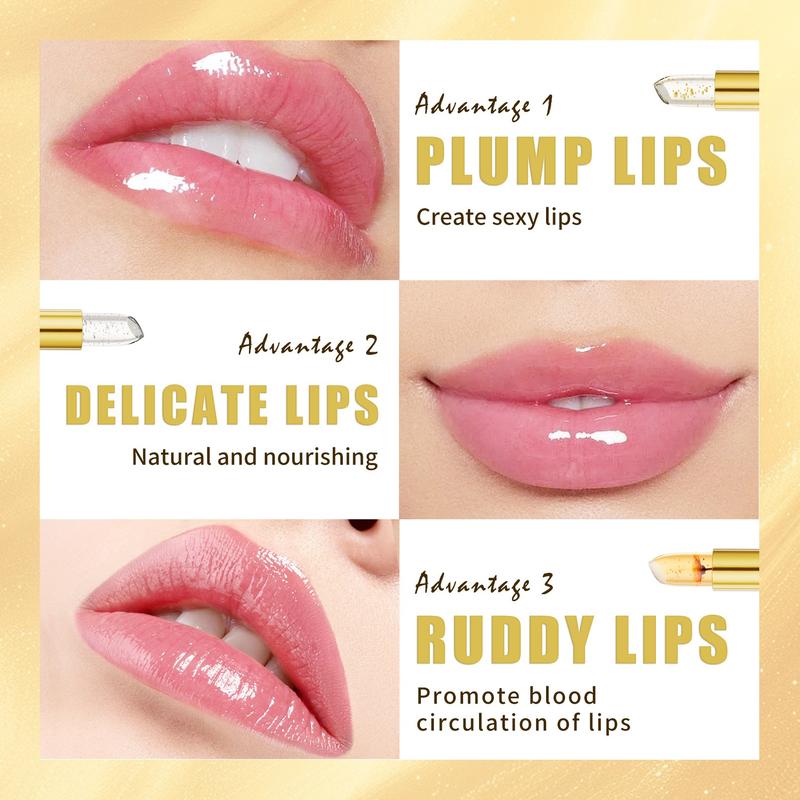 3PC Moisturizing Color-Changing Lipstick Balm – pH Temperature Reactive Tint, Gold Crystal Glow Finish, Smooth Hydration for Soft Shiny Everyday Lips.