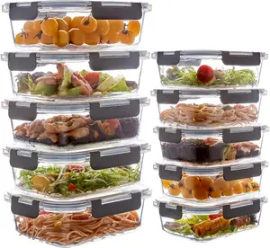 10 Pack Glass Meal Prep Containers, Glass  Storage Containers with Lids,  Airtight Leakproof Glass Lunch Bento Boxes Freezer, Microwave Oven and Dishwasher, Gray