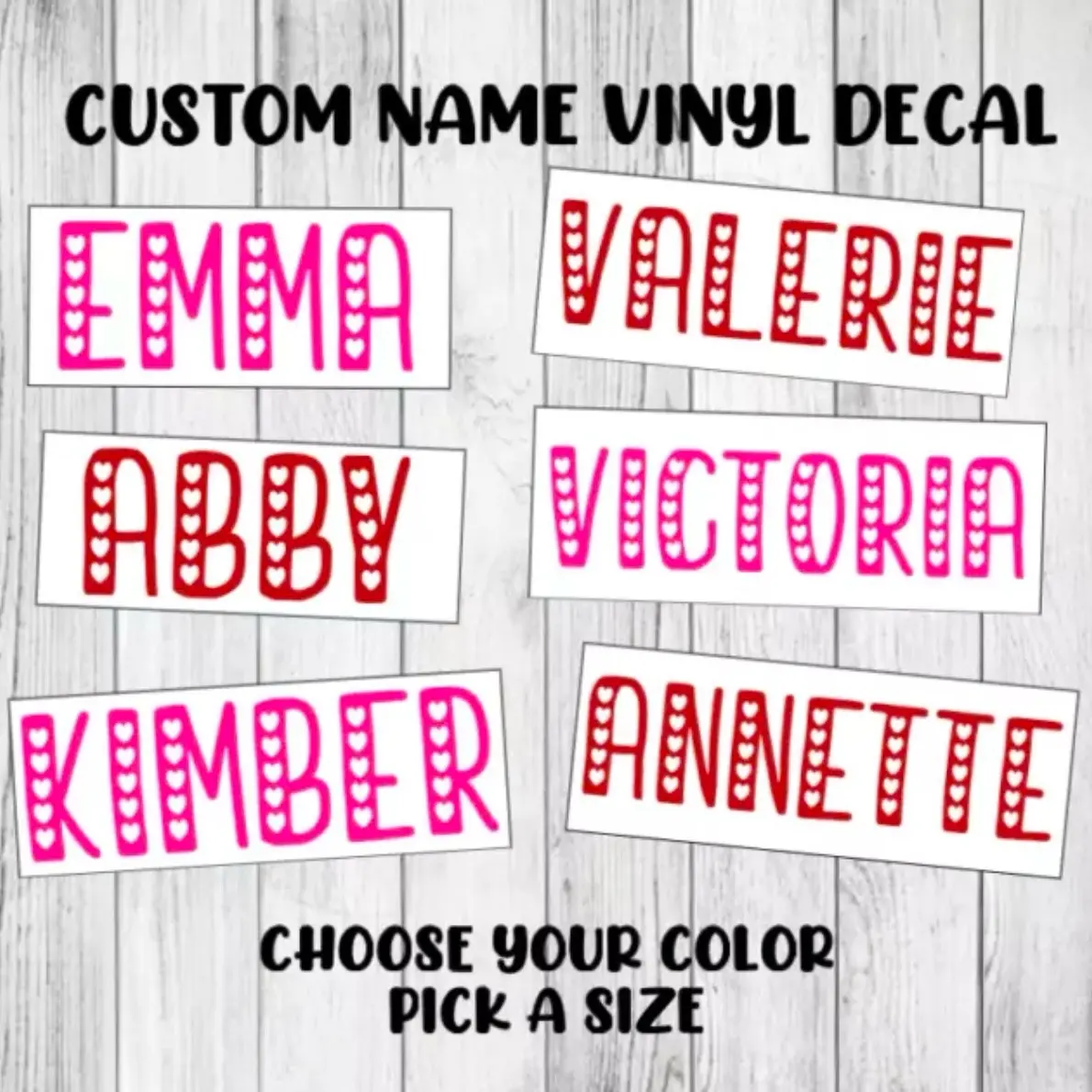 Custom Name Decal | Personalized Cursive Lettering Heart Sticker ...
