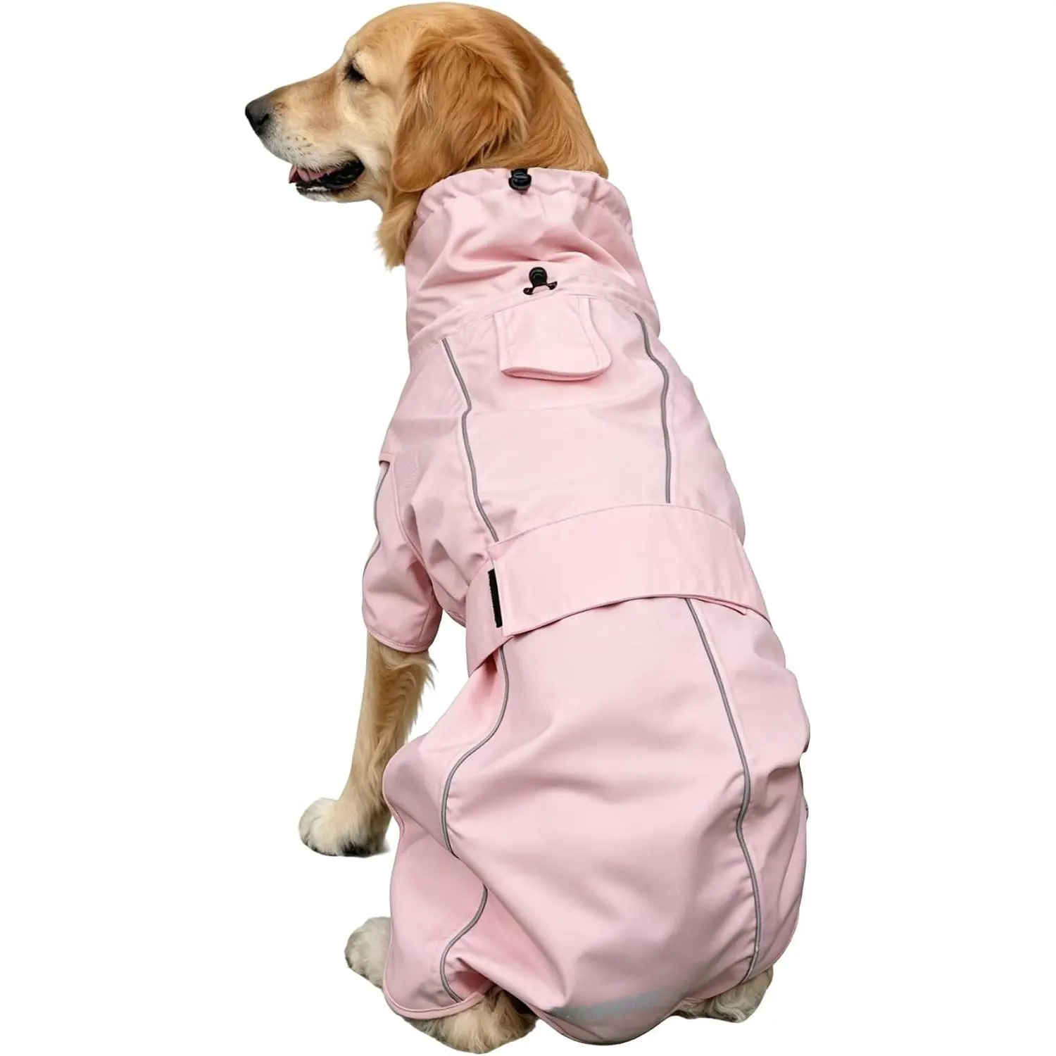 Waterproof Dog Raincoat, Adjustable Lightweight Dog Rain Jacket with Reflective Strip Leash Hole for Small Medium Large Dogs (Pink, Small(9-13lb))