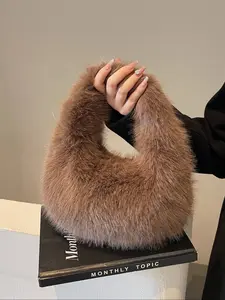 Women's Faux Fur Satchel Bag, Soft Plush Design Handbag, Fluffy Handbag, Casual Fall & Winter Fashion Accessory, Ideal Gift Choice