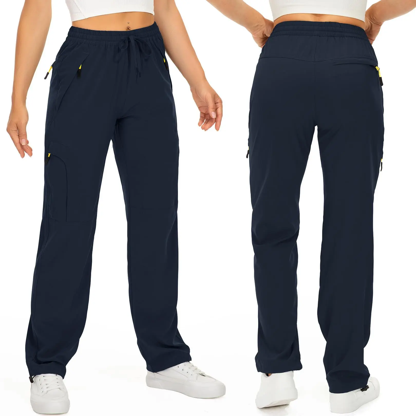 Women's Quick-Dry Cargo Pants, Sporty Outdoor Trousers in a Breathable Polyester-Elastane Blend with an Elastic Waist and Zippered Pockets, Cargo Cut, Chic