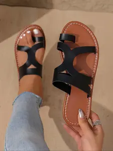 Women's Fashionable Cross Strap Slides, Footwear Strap Slides, Casual Comfortable Flat Sandals for Summer, Beach Slides Sandals, Lightweight Breathable Shoes for Daily Wear, Fashionable Sling Sandals, Casual Trendy Sandals, Girl