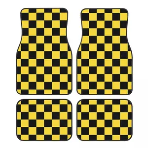 Colorful Grid Pattern Car Floor Mats Non-Slip Carpets Rugs Front & Rear Car Foot Mats Set of 4 s Auto Accessories Decor