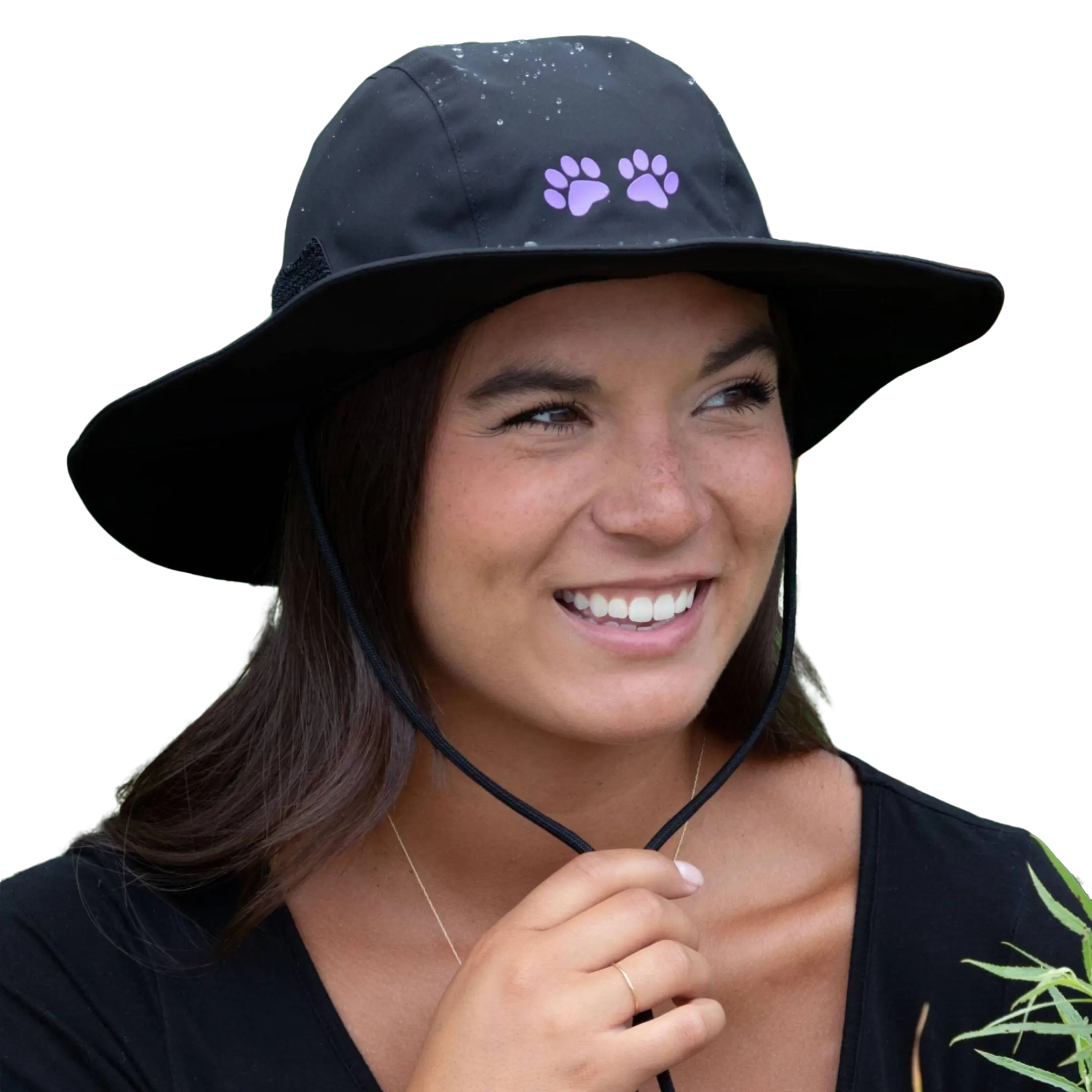 Adults' Paw Print Animal Print Sports & Outdoor Hat, UPF 50+ Wide Brim Water Resistant Rain Hat, Cute Adjustable Sides with Adjustable Chin Cord, Animal Print Sports & Outdoor Hats, Cute Sports & Outdoor Hats