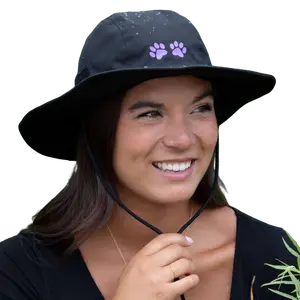 Paw Print UPF 50+ Wide Brim Rain Hat with Adjustable Sides