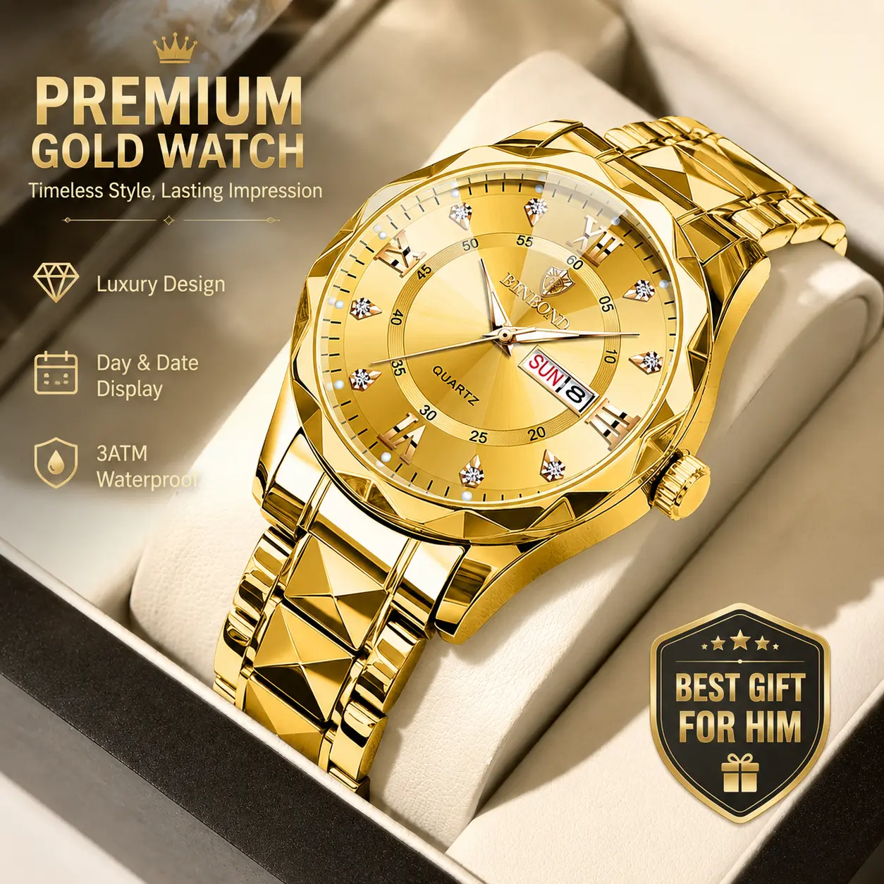 Quartz Watch - Stainless Steel Band, Water Resistant 30M, Fashion Analog Wristwatch for Men Women Perfect Gift for Christmas, Birthdays, Valentine’s Day, Father’s Day & Special Occasions-718 genuine leather strap moissanite iced trendy retro style watch