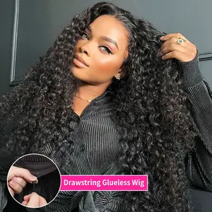 Bling Hair 180% Density 32 34Inch Deep Wave 13x6 Drawstring Glueless Wigs Human Hair For Black Women Brazilian HD Transparent 13x4 Wet And Wavy Curly Wave Lace Wig