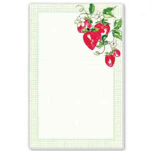 Strawberries Green Gingham Border Large Notepad by Rosanne Beck