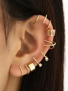 6 Pcs Ear Cuff Cartilage Clip On Earrings Set Stainless Steel Ear Clip Fake Cartilage Earrings Non-Piercing Cartilage Ear Clip