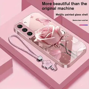 Suitable for [Galaxy S22 5g] high-end phone case，a beautiful four-leaf clover lanyard is included,exquisite and high-end design,a variety of colors are available for you to choose from YM99