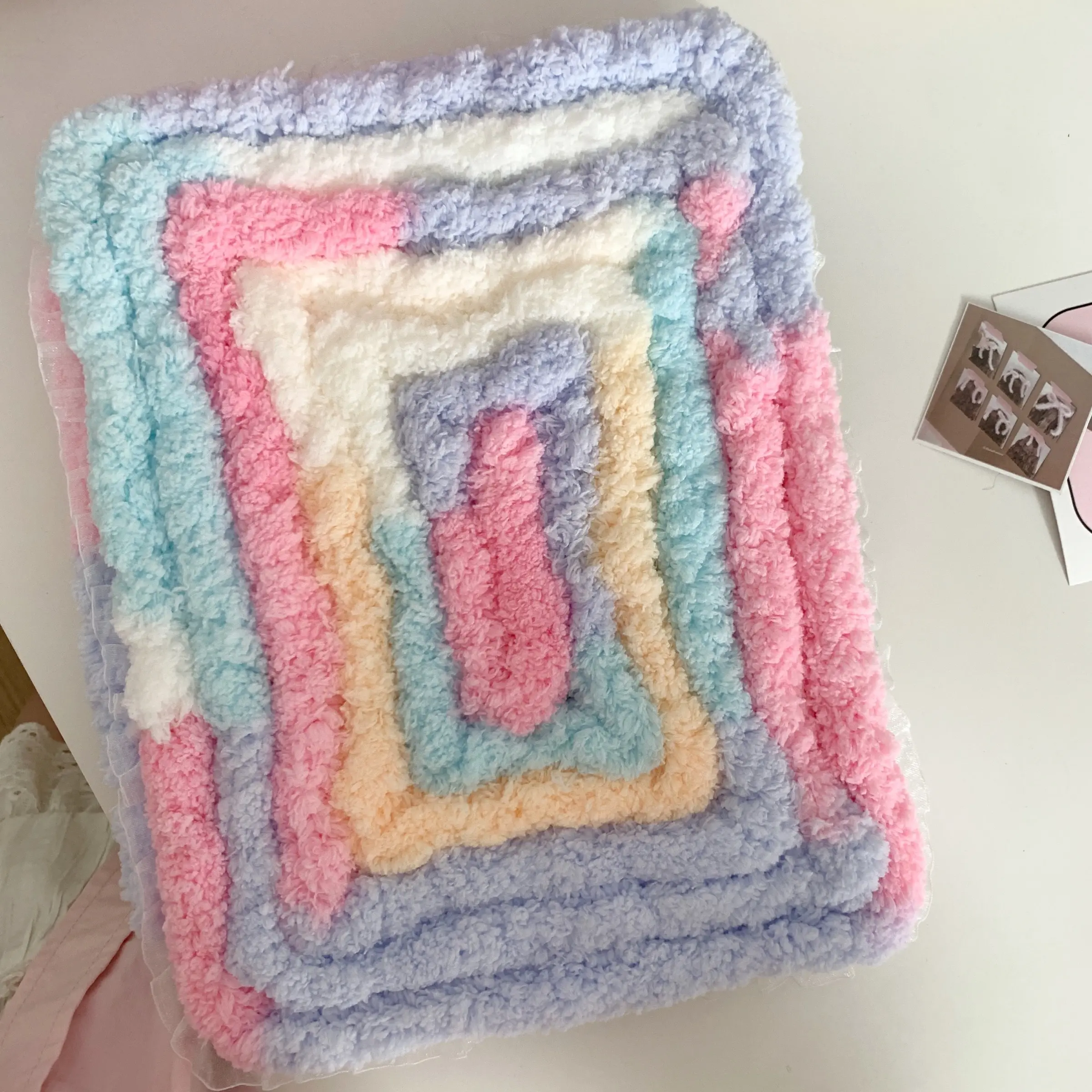 Cotton Candy Plush iPad Case 10th Gen 10.9 Air 6 with Pen Slot, 360° Rotating Tablet Casing Protective Cover for Pro 11/12.9 Mini 7, Anti-Bend Protection, Tablet Accessories, iPad Covers, Rotatable Tablet Cover