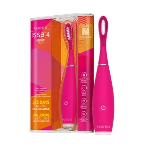 FOREO issa 4 Smile Sonic Electric Toothbrush – Compact & Travel-Friendly, 4-in-1 Hybrid Brush Head, Tough on Plaque, Long Battery Life (265 Days), 6-Month Brush Head Replacement –  Wild Strawberry