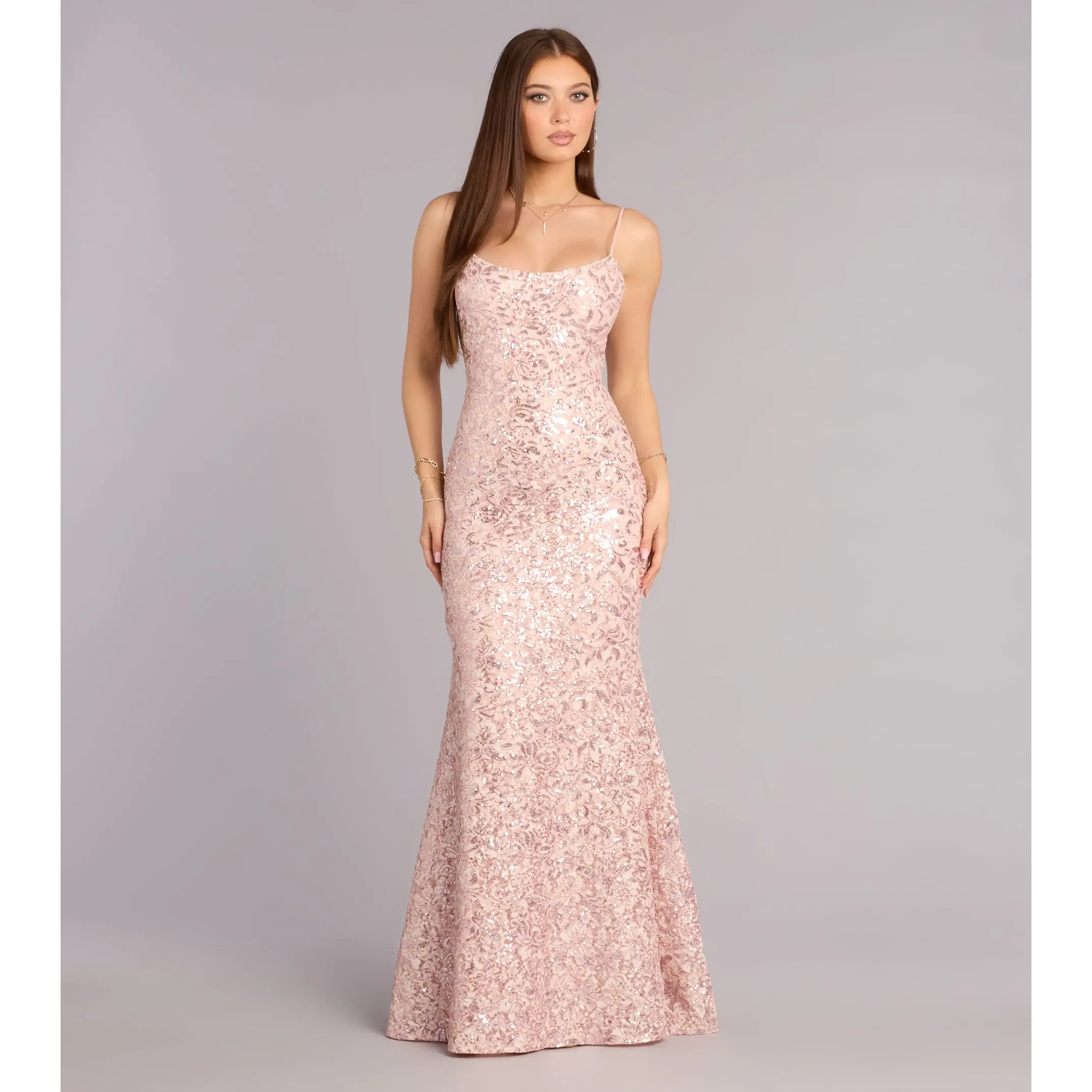 fitted lace wedding dress Electra Slinky Lace Maxi Dress - Ivory