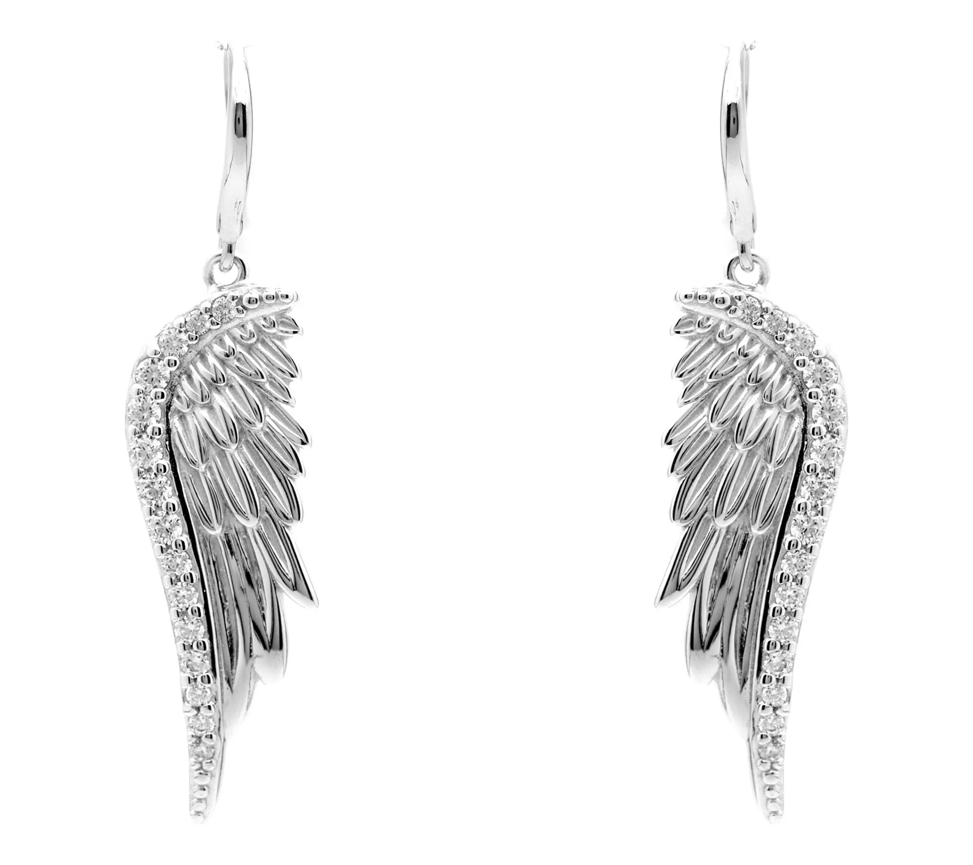Diamonique Angel Design Dangle Earrings, Sterling Silver