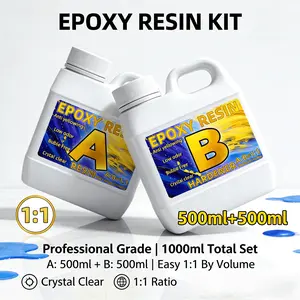 32oz Super Transparent High Hardness Crystal Epoxy Resin, Easy Operation Low Viscosity No Bubbles, Clear Fluid Resin for River Table Art Crafts
