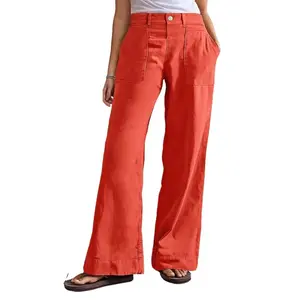 2025 New Women's Casual Loose Versatile Orange Straight Jeans