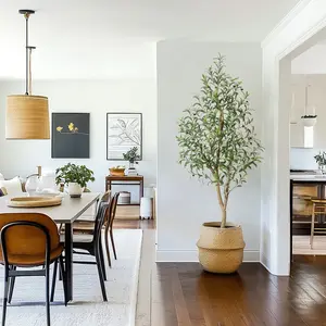 Olive Trees Artificial Indoor, Olive Tree Plants, Faux Olive Tree with Realistic Trunk, Leaves, Fruits,flower pot for Home Decor Decorative Room 6Ft