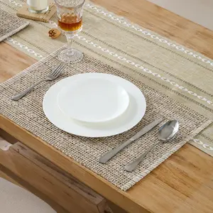 Two-Tone 100% Cotton Woven Rectangle or Round Placemat Sets in Various Color Options