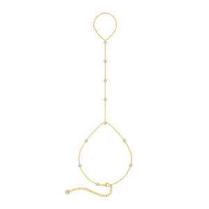 Moodear CZ Diamond Ring Bracelet Hand Chain for Women Adjustable Wrist Length Christian Gifts for Women Waterproof Jewelry