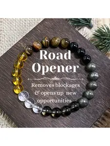 8mm black crystal, tiger eye stone, pyrite and yellow crystal beads, natural gemstone jewelry in a palm-inspired style, used to balance energy and enhance inner strength, is an ideal gift for loved ones. The elegant bead design
