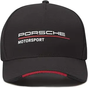 Porsche Motorsport Emblem-Adorned Black Cap: Racing-Inspired Headgear
