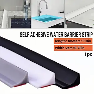 1pc 300cm/118.11in Countertop Peel Off Splash Guard, Shower Splash Guard, Sink Splash Guard, Shower Threshold Splash Guard, Kitchen and Bathroom Sink Edges Sealing Strip