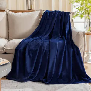 Fleece Plush Throw Blanket Navy Blue 50 by 60 Inches Super Soft Fuzzy Cozy Flannel Blanket for Couch Sofa Lightweight Microfiber Blanket