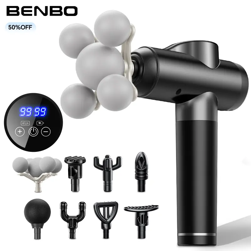 Portable Handheld Deep Muscle Tissue Massage Gun - 5 Massage Balls, 8 Replacement Heads, 99 Speeds, Smart Touch Screen for Neck & Full Body Relaxing | Sports & Fitness Self Care Gear #DealsForYouDays