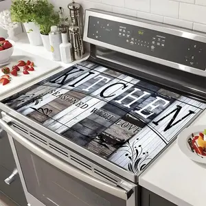 Kitchen Pattern Gas Stove Cooktop Panel Protector Cover Mat, Soft Scratch Resistant, Easy to Clean, 1 Count, Stove Top Protectors